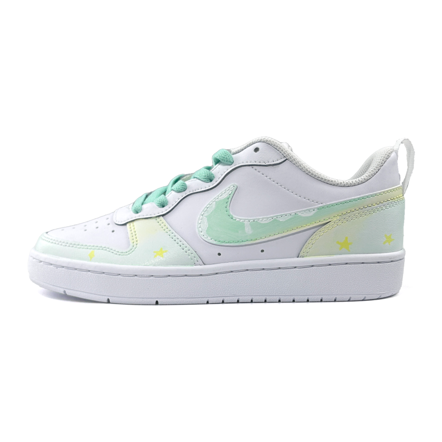 Nike Nike Low 2 Slip Resistant Cushioning Abrasion Resistant Low Top Kids' Skateboarding Shoes Green Yellow Teenagers
