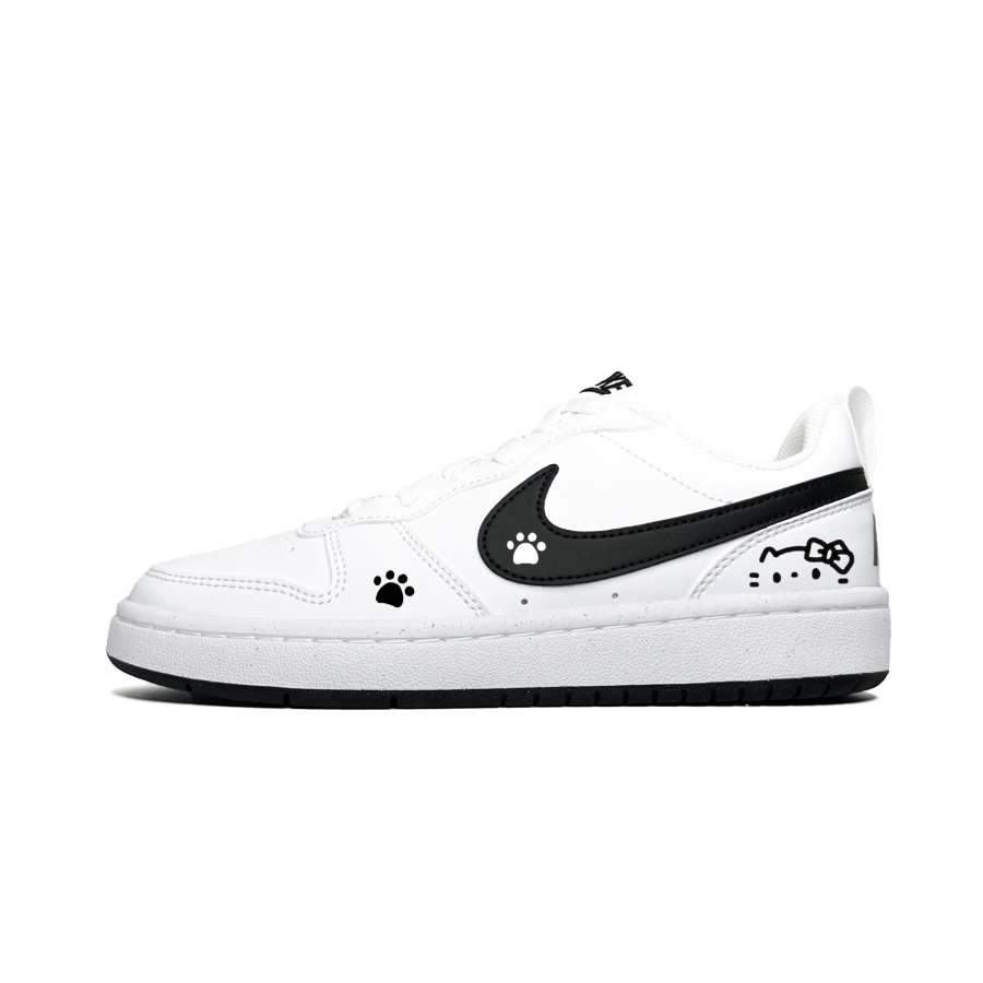 Nike Nike Court Borough Synthetic Leather Low top Kids' Skateboarding Shoes Black White Teenagers