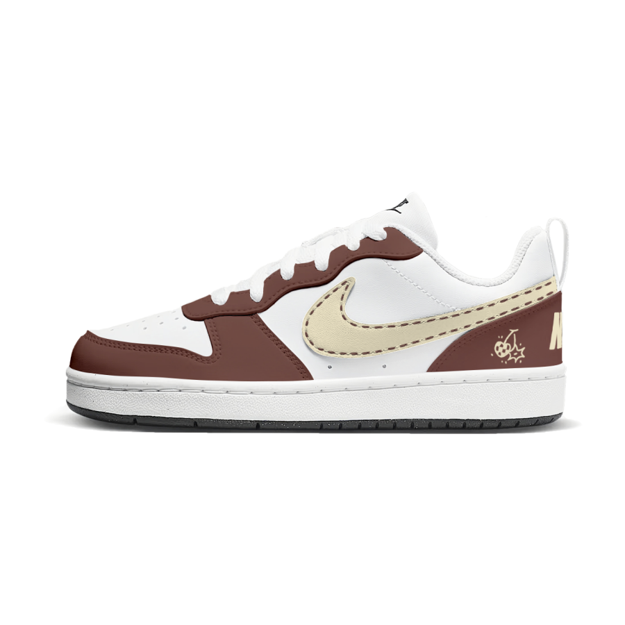 Nike Nike Court Borough Cherry Bomb Synthetic Leather Abrasion Resistant Low top Kids' Skateboarding Shoes White Red Yellow