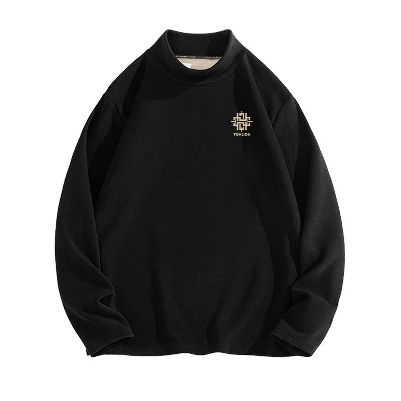 Tonlion T Shirts Unisex Half Turtleneck Thickened Straight Fit