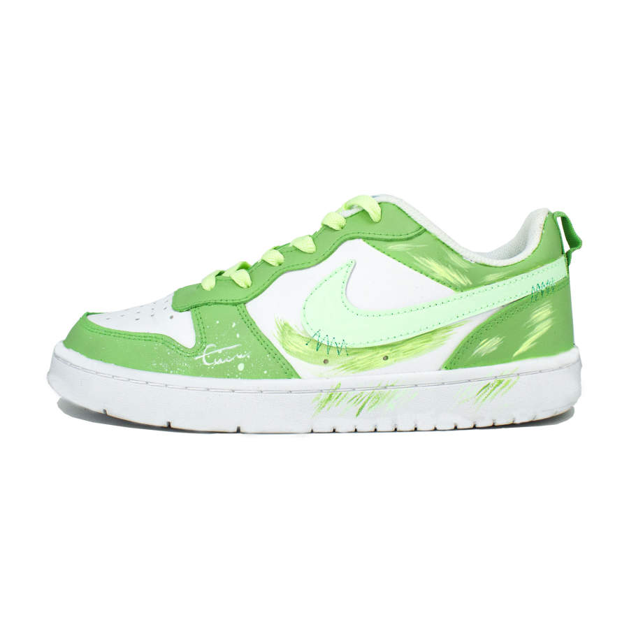 Nike Nike Court Borough Leather Slip Resistant Cushioning Low top Kids' Skateboarding Shoes Green/White Teenagers