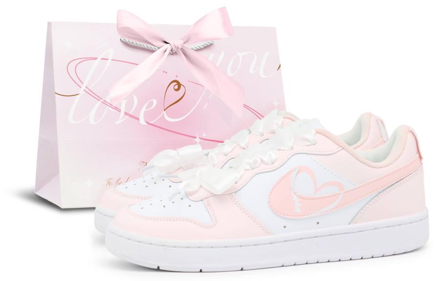 Nike Nike Court Borough Low 2 Leather Low top Kids' Skateboarding Shoes Pink White Teenagers