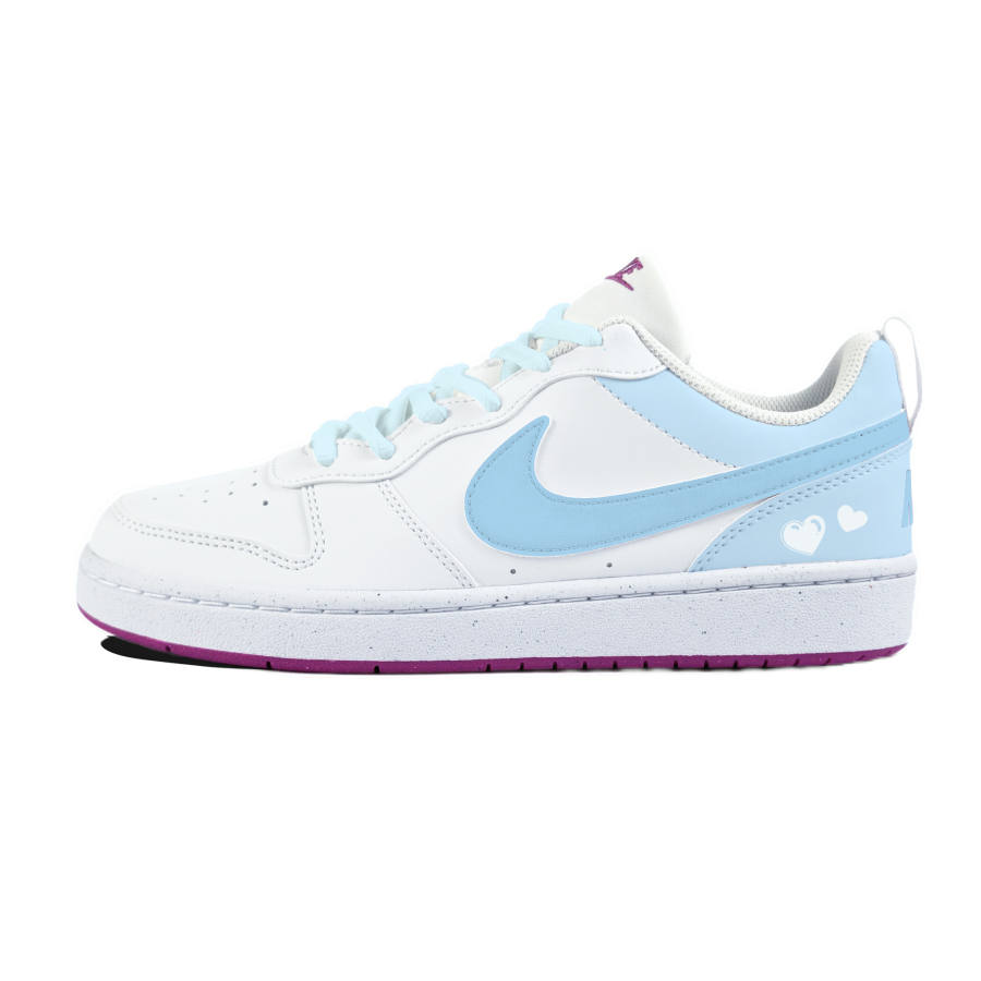 Nike Nike Court Borough Slip Resistant Abrasion Resistant Low top Kids' Skateboarding Shoes White Teenagers