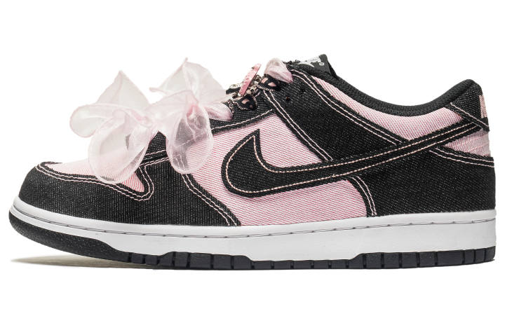 Nike Nike Dunk Pink Denim Leather Low top Kids' Skateboarding Shoes Pink Teenagers