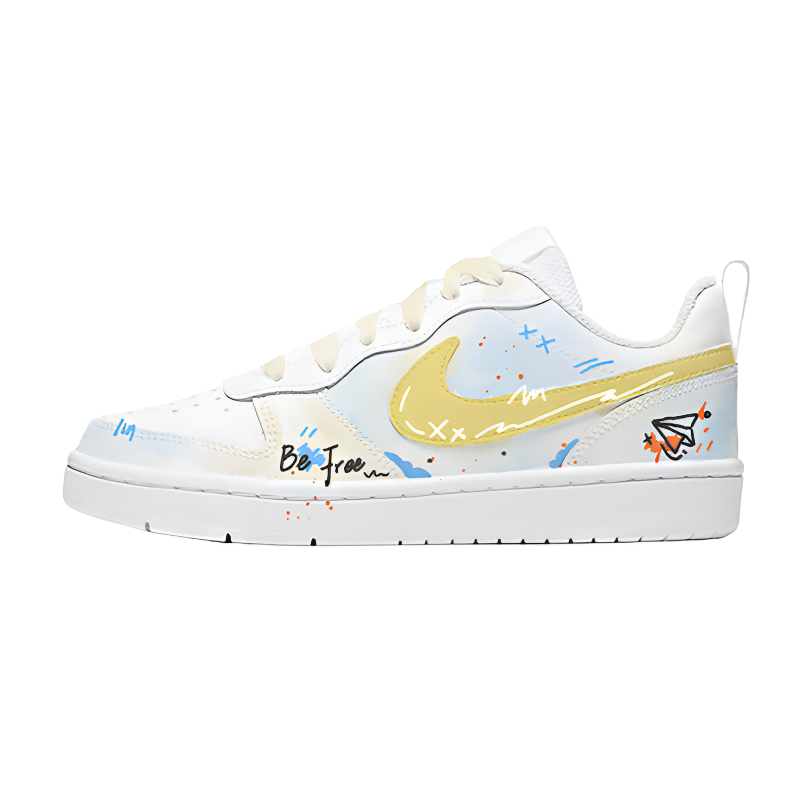 Nike Nike Court Borough Youth Watercolor Slip Resistant Cushioning Abrasion Resistant Low top Kids' Skateboarding Shoes
