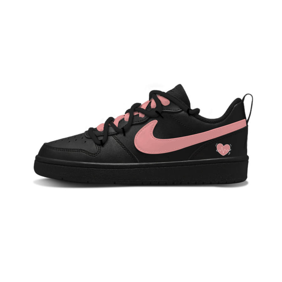 Nike Nike Court Borough Pink Heart Synthetic Leather Slip Resistant Slip Resistant Low top Skateboard Shoes Pink Kids'
