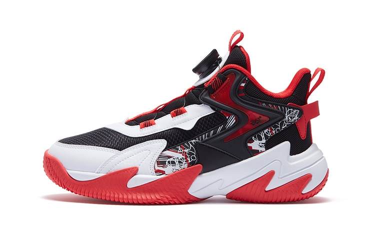 361°KIDS Brave General Slip Resistant Cushioning Abrasion Resistant Low top Basketball Shoes Black Red Teenagers