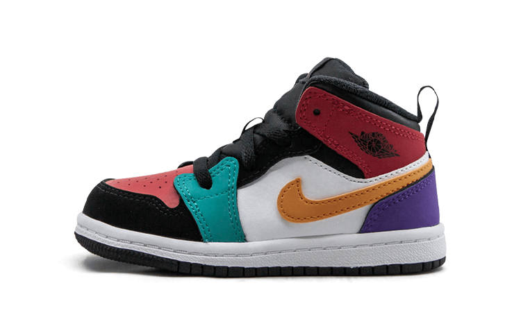 Jordan Jordan Air Jordan 1 Slip Resistant Cushioning Abrasion Resistant High top Toddler Shoes Black Red Blue