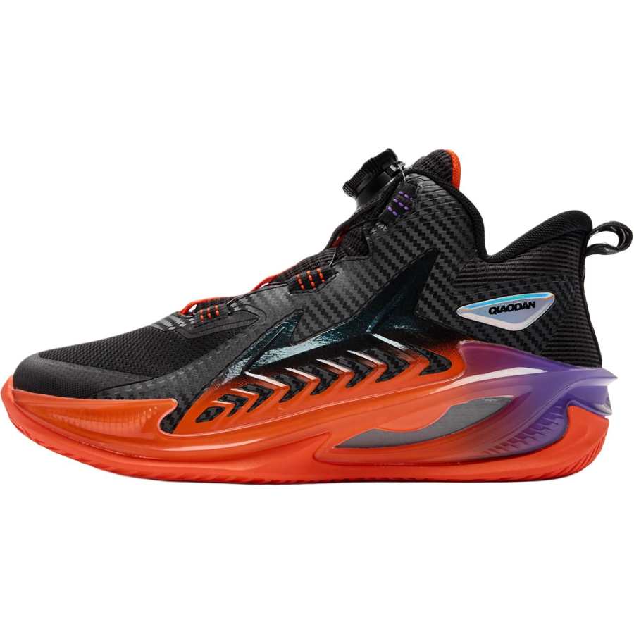 QIAODAN Mid top Basketball Shoes Black Silver Teenagers