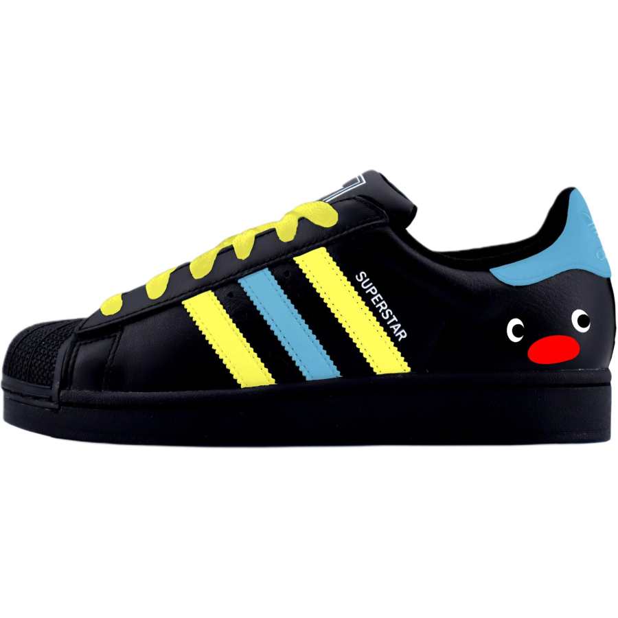 Adidas Originals Superstar 2 Flat Mushroom Penguin Low top Kids' Skateboarding Shoes Blue Yellow Teenagers