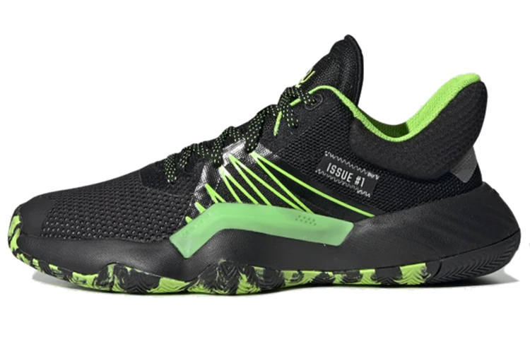 Adidas Adidas D.O.N. Issue #1 J Non slip Lightweight Low top Children's Basketball Shoes Black Green Teenagers
