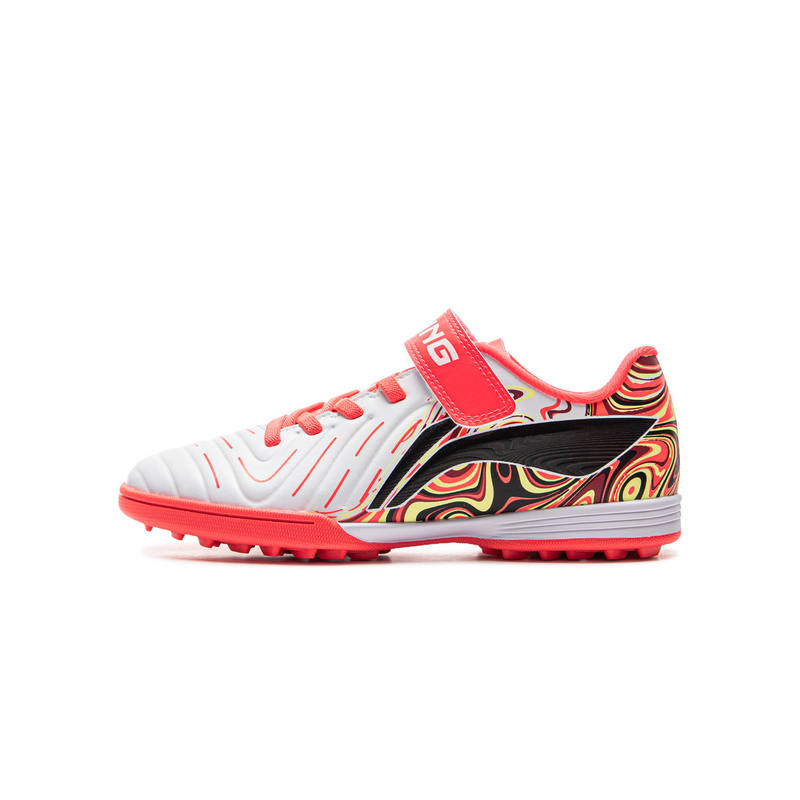Li-Ning YOUNG Li Ning YOUNG Synthetic Leather Soccer Shoes Standard White/Fluorescent Crystal Red/Black Teenagers