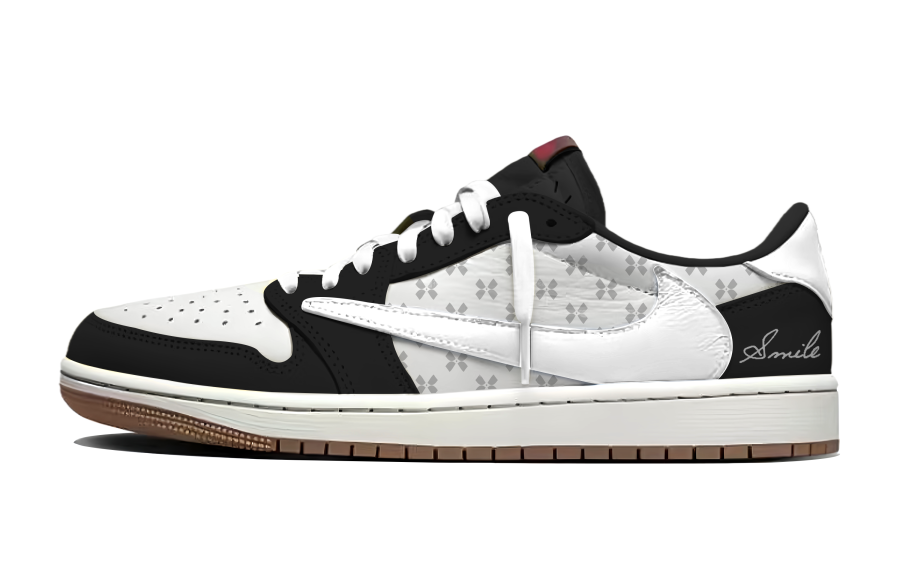 Jordan Travis Scott x Jordan Air Jordan 1 Fleeting Life Chessboard Fashion Trend Abrasion Resistant Low top