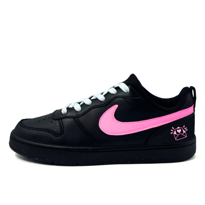 Nike Nike Court Borough Red Reflecting Core Leather Slip Resistant Abrasion Resistant Low top Kids' Skateboarding Shoes Red