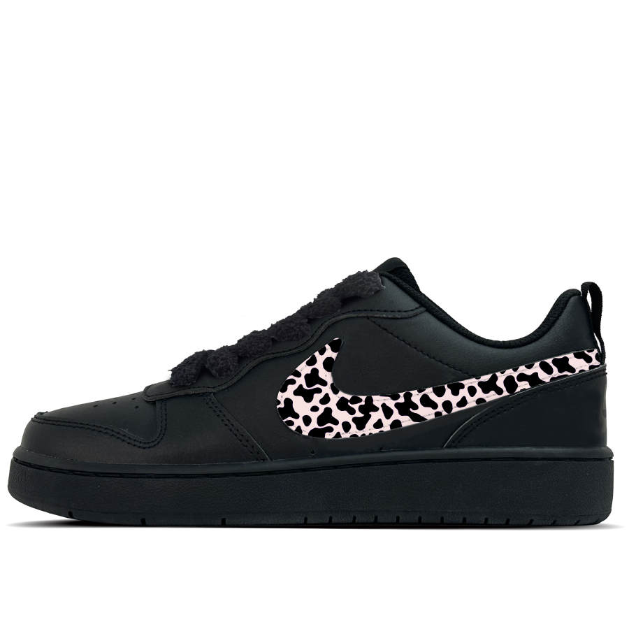 Nike Nike Court Borough Dark Spot Synthetic Leather Slip Resistant Low top Kids' Skateboarding Shoes Black Teenagers