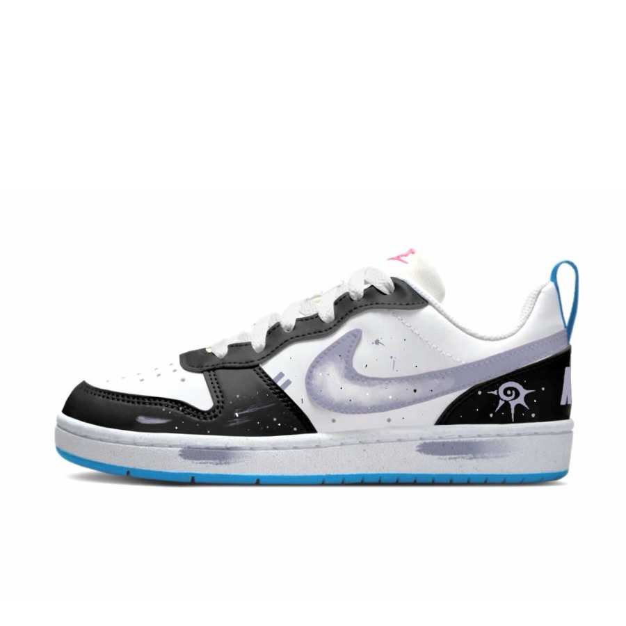 Nike Nike Court Borough Synthetic Leather Slip Resistant Abrasion Resistant Low top Kids' Skateboarding Shoes Black Purple