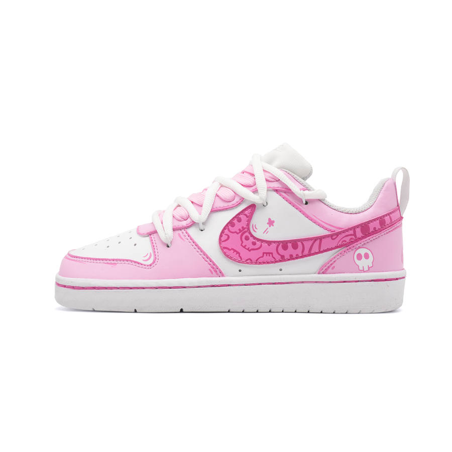 Nike Nike Court Borough Barbie Ghost Leather Slip Resistant Abrasion Resistant Low top Kids' Skateboarding Shoes Pink White