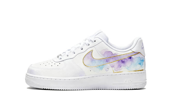 Nike Nike Air Force 1 Cloudscape Gilded Slip Resistant Abrasion Resistant Low top Skateboard Shoes White Purple Kids'