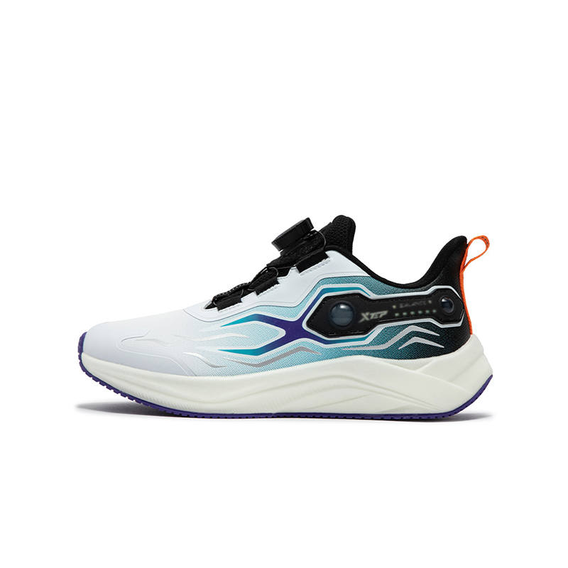 XTEP Synthetic Leather Cushioning Abrasion Resistant Rebound Breathable Low top Kids' Running Shoes White Blue Kids'