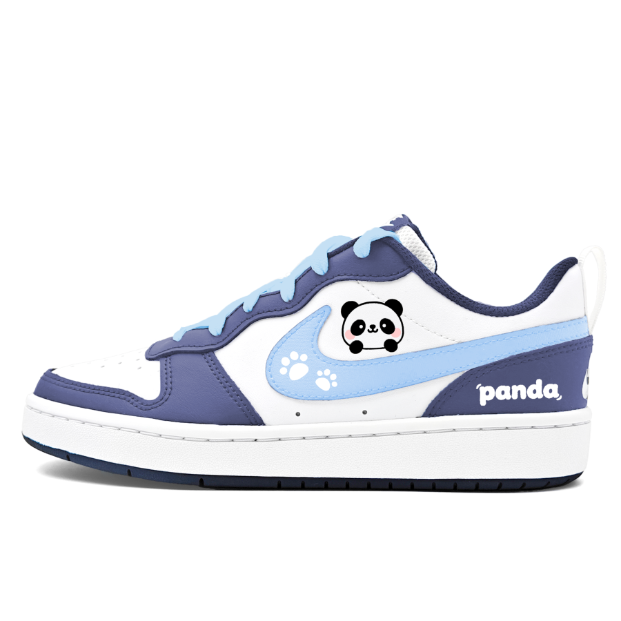 Nike Nike Court Borough Cute Bear Cat Blue Synthetic Leather Abrasion Resistant Low top Skateboard Shoes Sky Blue Kids'