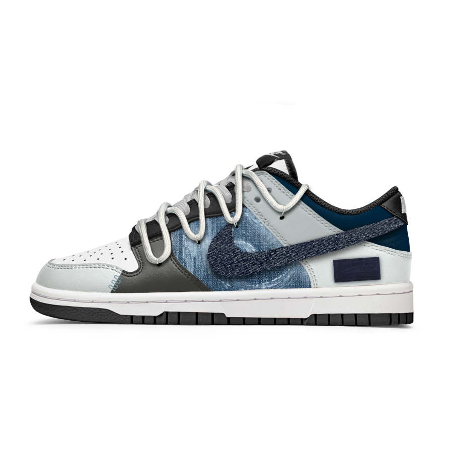 Nike Nike Dunk Regional Denim Slip Resistant Abrasion Resistant Low top Kids' Skateboarding Shoes Blue Black Teenagers