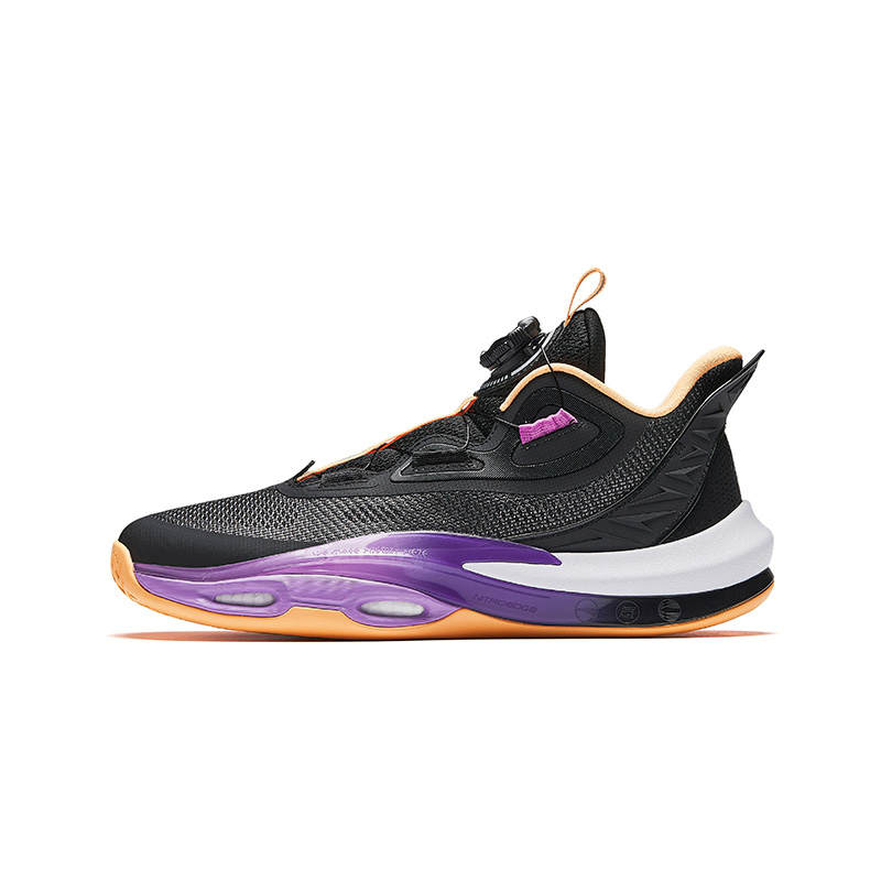 Antakids Qing Kuang Slip Resistant Low top Children's Basketball Shoes Black/Sweet Blue Purple Teenagers