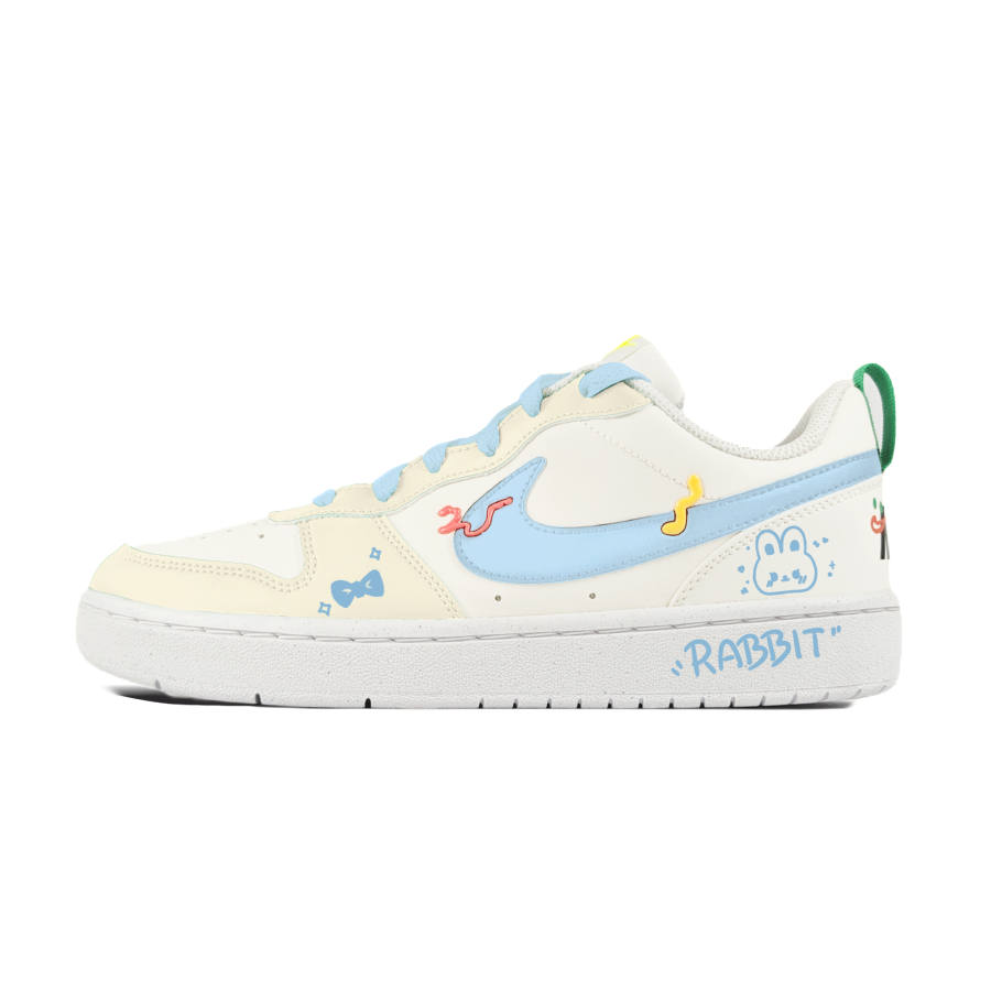 Nike Nike Court Borough Lemon Bunny Anti Slip Wear Resistant Low Top Kids' Skateboarding Shoes Yellow Blue Teenagers