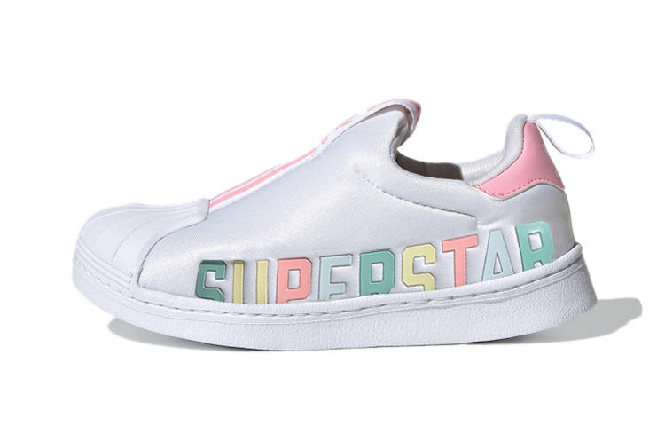 Adidas Originals Superstar 360 X Comfortable Breathable Low top Skateboard Shoes White Pink Children Aged 3 7 Years Old