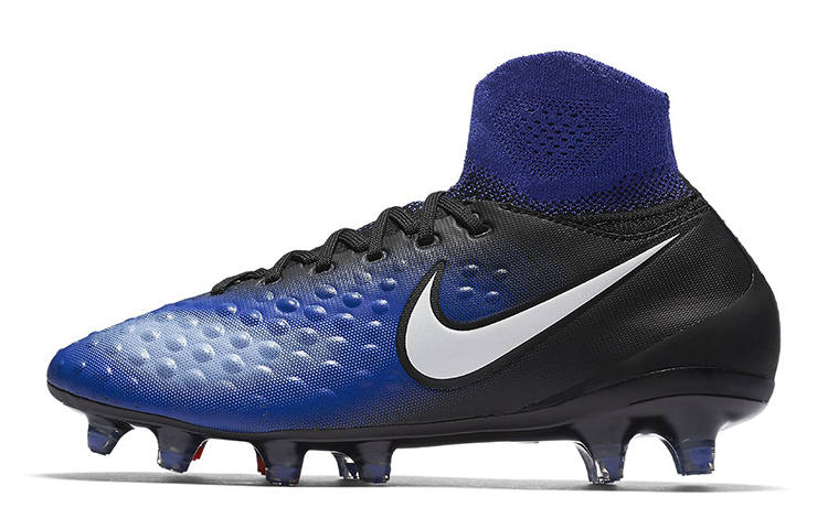 Nike Nike JR Magista Obra 2 FG Slip Resistant Cushioning Abrasion Resistant Mid top Kids' Soccer Shoes Black Blue Kids'