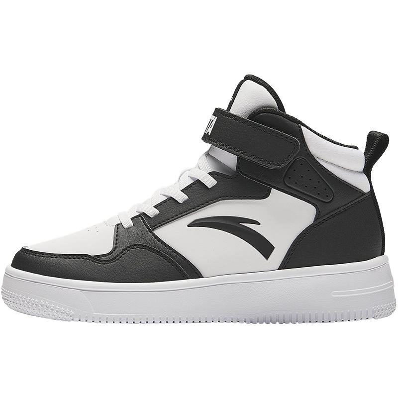 Antakids Synthetic Leather High top Skateboard Shoes Black White Teenagers