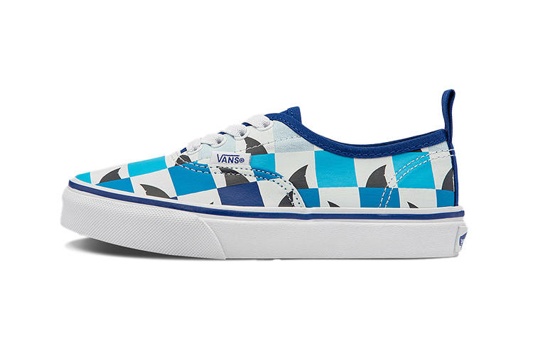 Vans Authentic Canvas Casual Low top Kids' Skateboarding Shoes Blue White Checkerboard Children Aged 3 7 Years Old