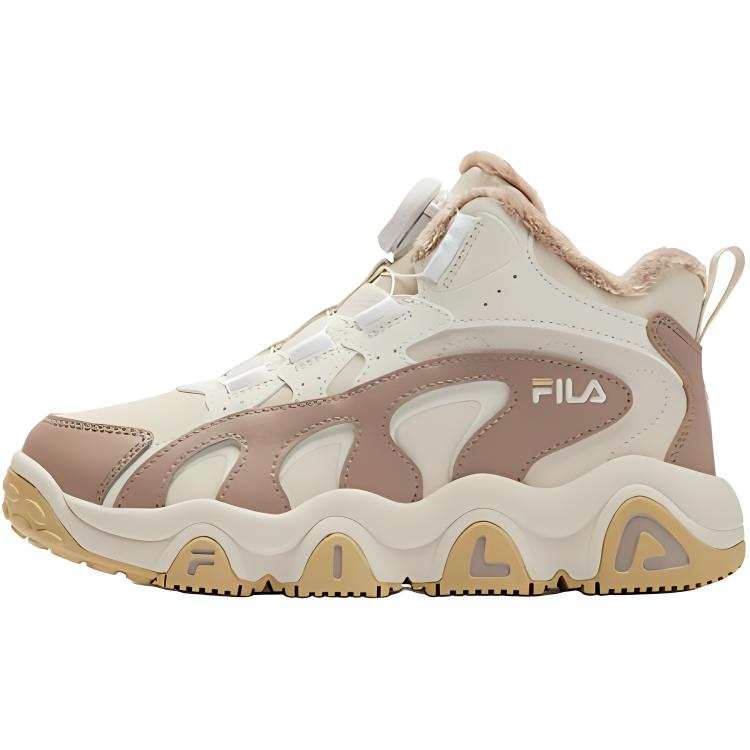 FILA KIDS Fashion Slip Resistant Abrasion Resistant Mid top Kids Lifestyle Shoes Ecru Kids'
