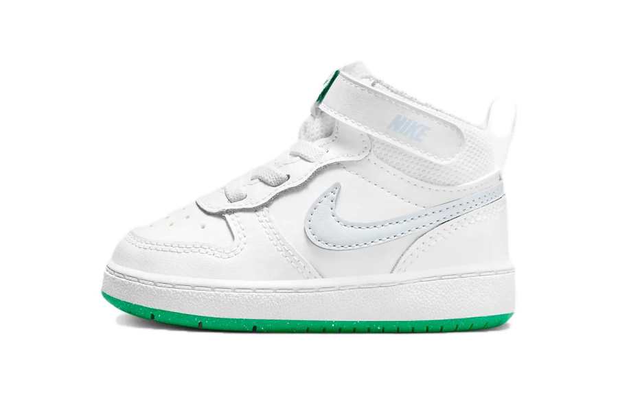 Nike Nike Court Borough Mid 2 Cushioning, Wear Resistant High top Toddler Shoes White Green Infant And Toddler