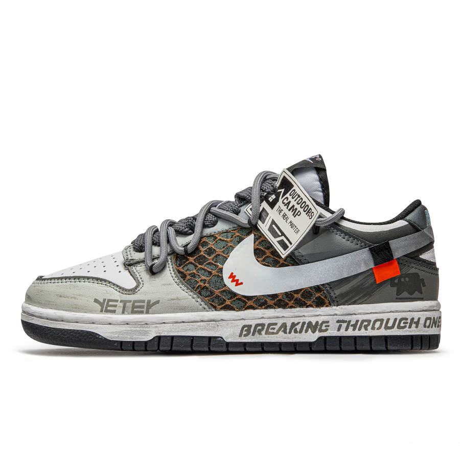 Nike Nike Dunk Black Slip Resistant Cushioning Low top Kids' Skateboarding Shoes Gray Green White Teenagers
