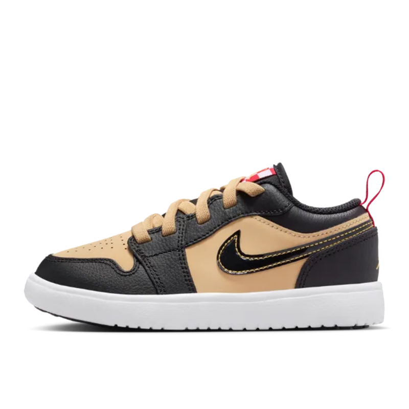 Jordan Jordan Air Jordan 1 Abrasion Resistant Low top Children's Basketball Shoes Black/Tan Children Aged 3 7 Years Old
