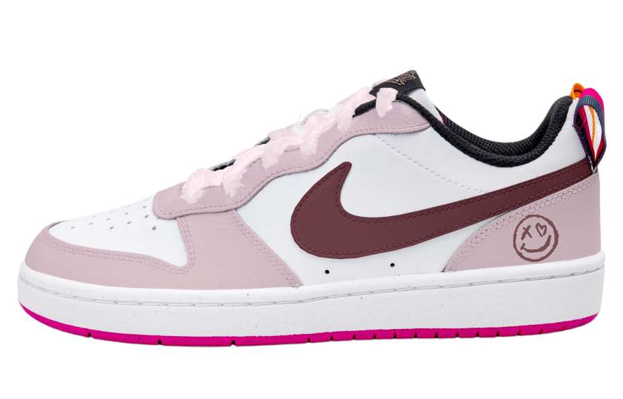Nike Nike Court Borough Light Pink Smile Mark Leather Low top Kids' Skateboarding Shoes Pink Brown Teenagers
