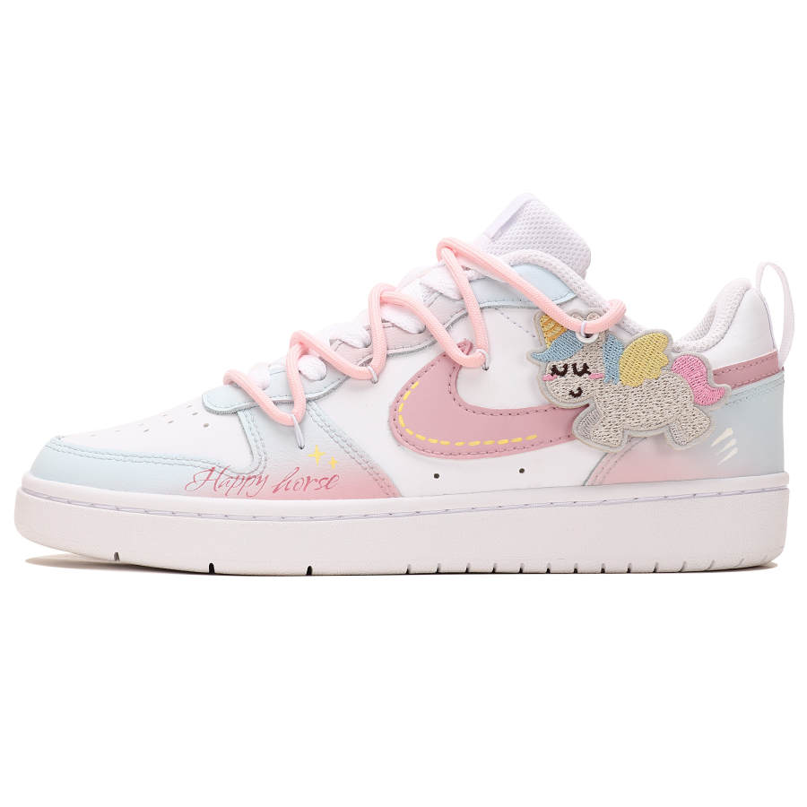 Nike Nike Court Borough Pegasus Adventure Leather Slip Resistant Cushioning Low top Kids' Skateboarding Shoes Pink Blue