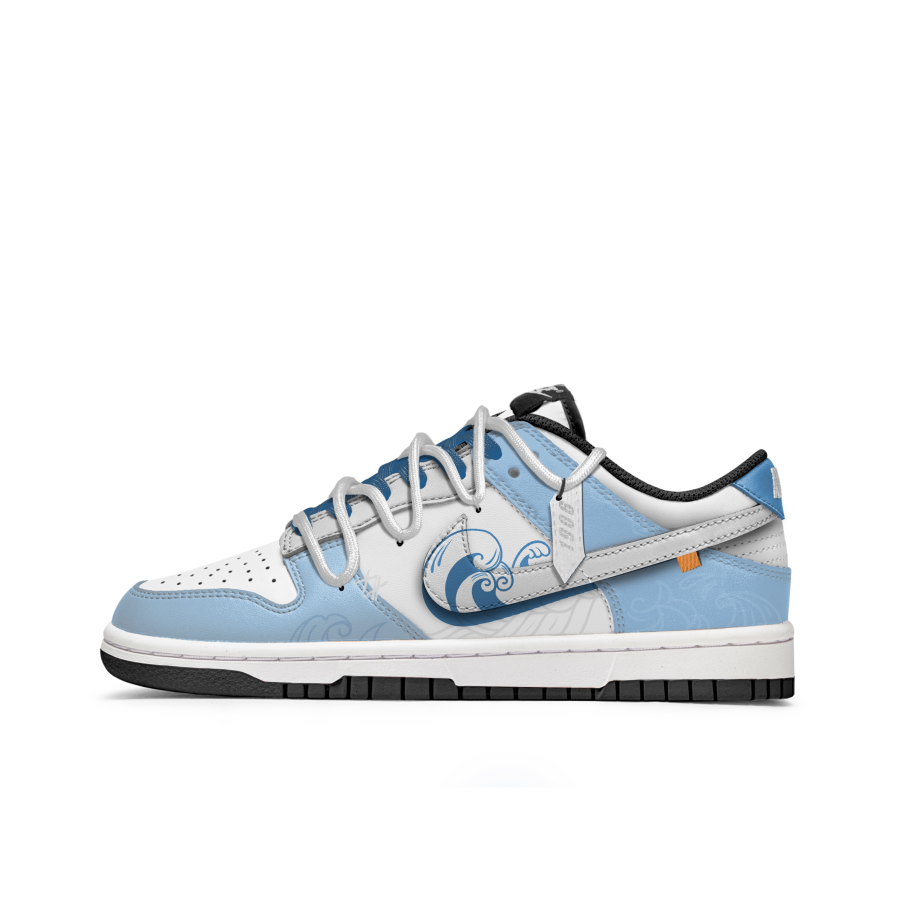 Nike Nike Dunk Slip Resistant Abrasion Resistant Low top Kids' Skateboarding Shoes Blue White Teenagers