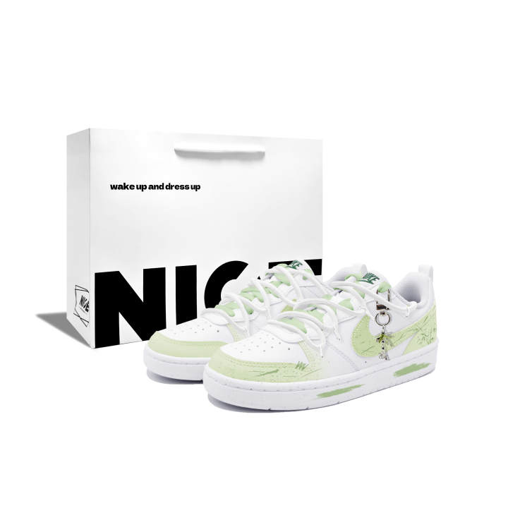 Nike Nike Court Borough Bamboo Leaf Green Silk Synthetic Leather Abrasion Resistant Abrasion Resistant Low top