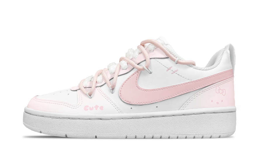 Nike Nike Court Borough Low 2 Leather Abrasion Resistant Low top Kids' Skateboarding Shoes White Teenagers