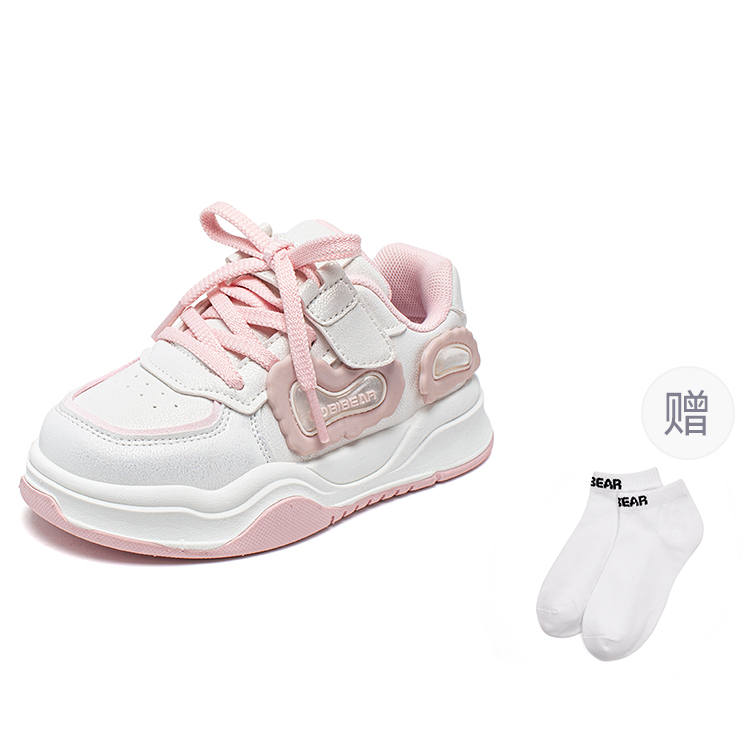 HOBIBEAR Synthetic Leather Cushioning Abrasion Resistant Low top Kids Lifestyle Shoes Pink White Kids'