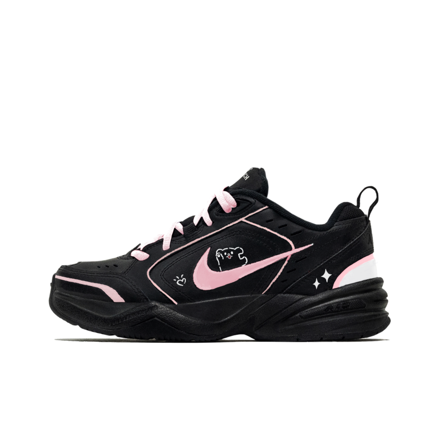 Nike Nike Air Monarch 4 Starberry Abrasion Resistant Coverage Low top Chunky Sneakers Unisex Black White Pink