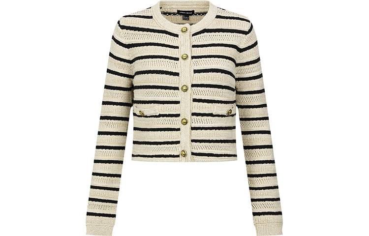 URBAN REVIVO Knitwear Women's Beige Yellow Stripes Moderate