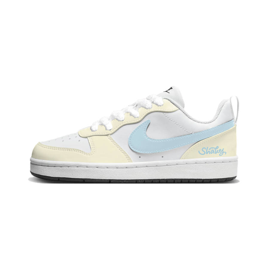Nike Nike Court Borough Cocoa Cheese Synthetic Leather Low top Skateboard Shoes Blue Yellow Kids'