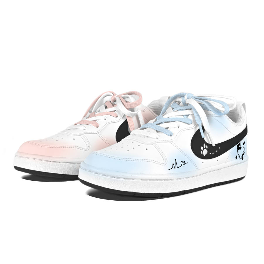 Nike Nike Court Borough Slip Resistant Abrasion Resistant Low top Kids' Skateboarding Shoes White Teenagers