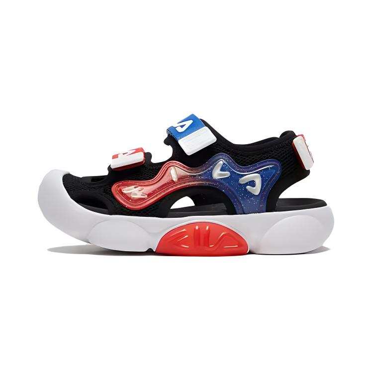 FILA KIDS Flashlight Shoes, Water Wading Boots Children's Sandals Black Red Children Aged 3 7 Years Old