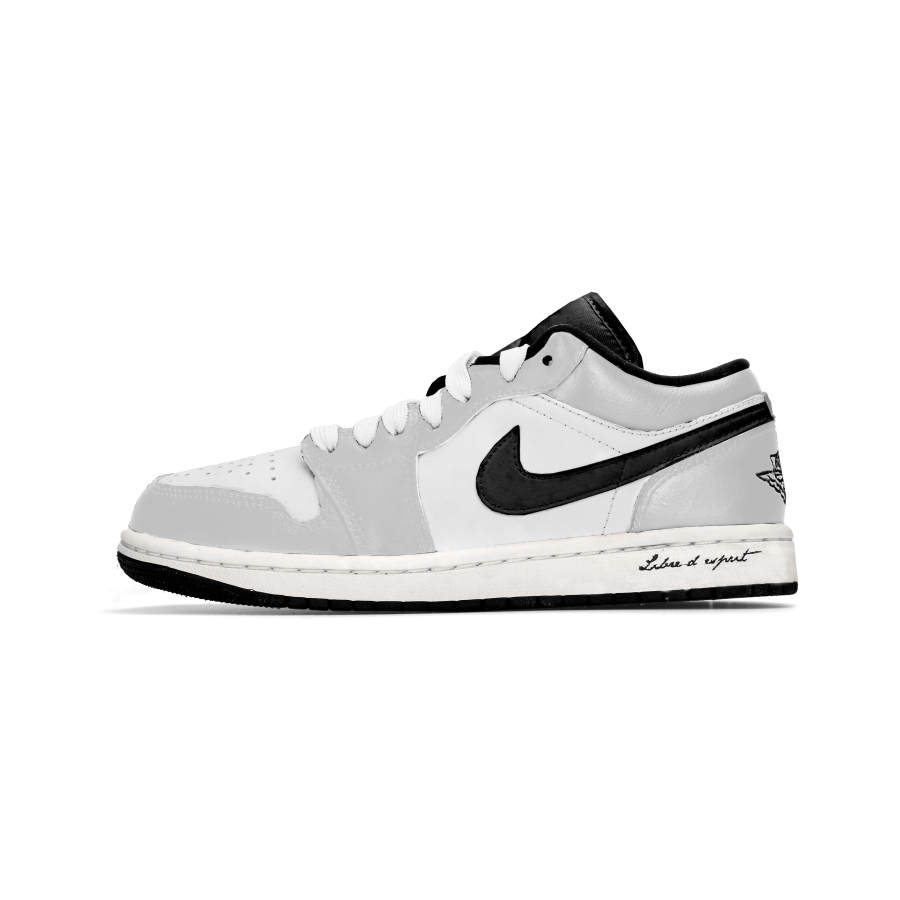 Jordan Jordan Air Jordan 1 Gray Track Slip Resistant Low top Children's Basketball Shoes Gray Teenagers