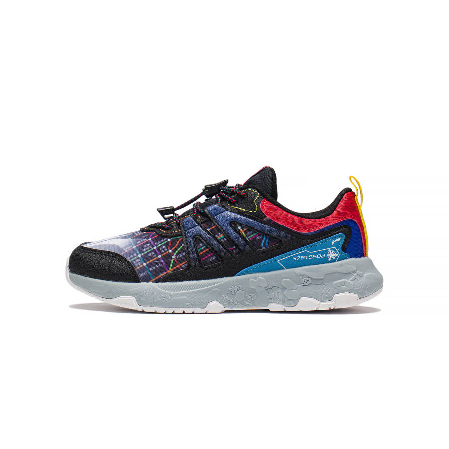 Li-Ning YOUNG Li Ning YOUNG Slip Resistant Cushioning Abrasion Resistant Low top Kids' Running Shoes Black Blue