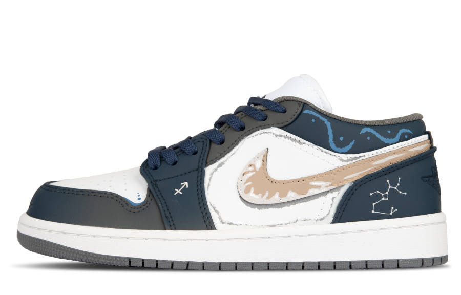 Jordan Jordan Air Jordan 1 Low Iron Grey Slip Resistant Low top Children's Basketball Shoes Blue Unisex