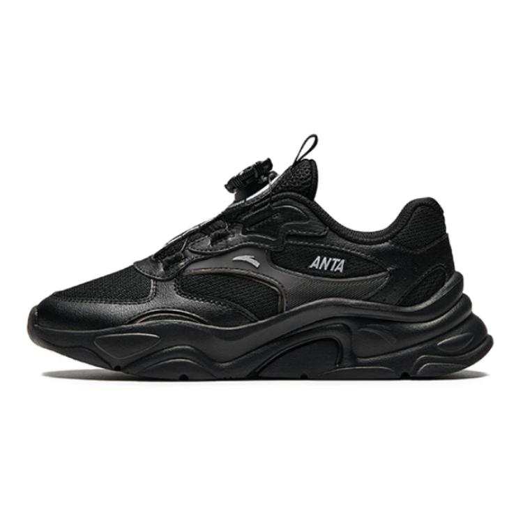 Antakids Fabric Comfortable Low top Running Shoes Black Silver Teenagers